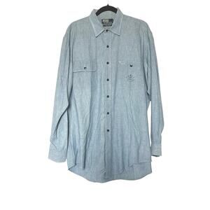 POLO RALPH LAUREN 90s Dungaree Workshirt  Chambray Cotton LS Shirt Size L